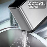 Dispenser de Detergente com Porta Talheres e Escorredor 3 em 1 em Aço Inoxidável